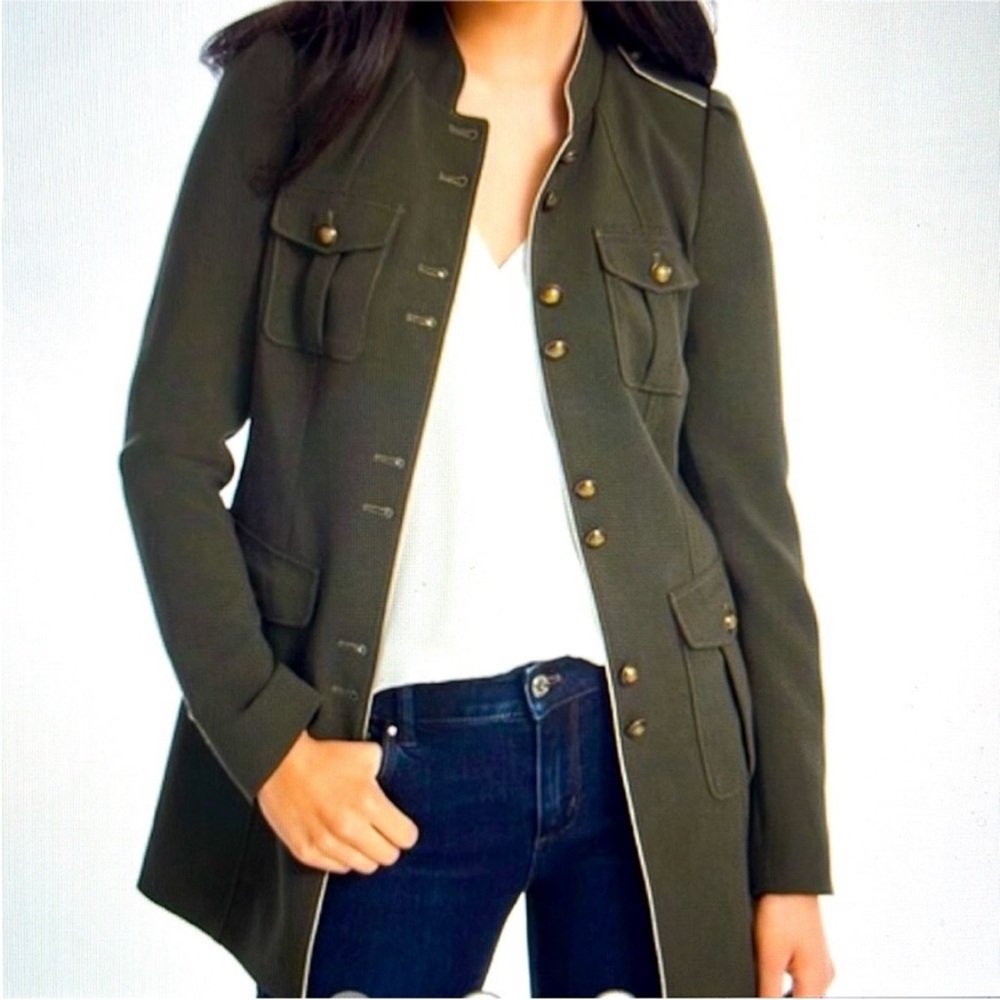 White House Black Market Olive Military Jacket